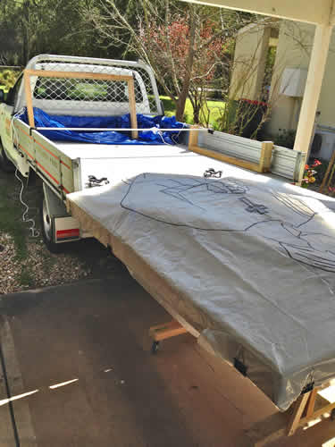 St Patrick sculpture  - loaded on ute for transportation to foundry